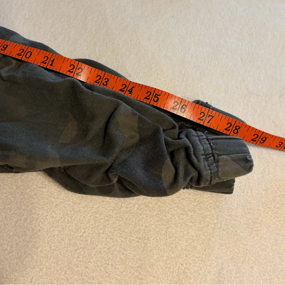 CARBON  Distressed Cotton Camo Drawstring Jogger Jeans with Metal Zipper Details - Picture 8 of 9